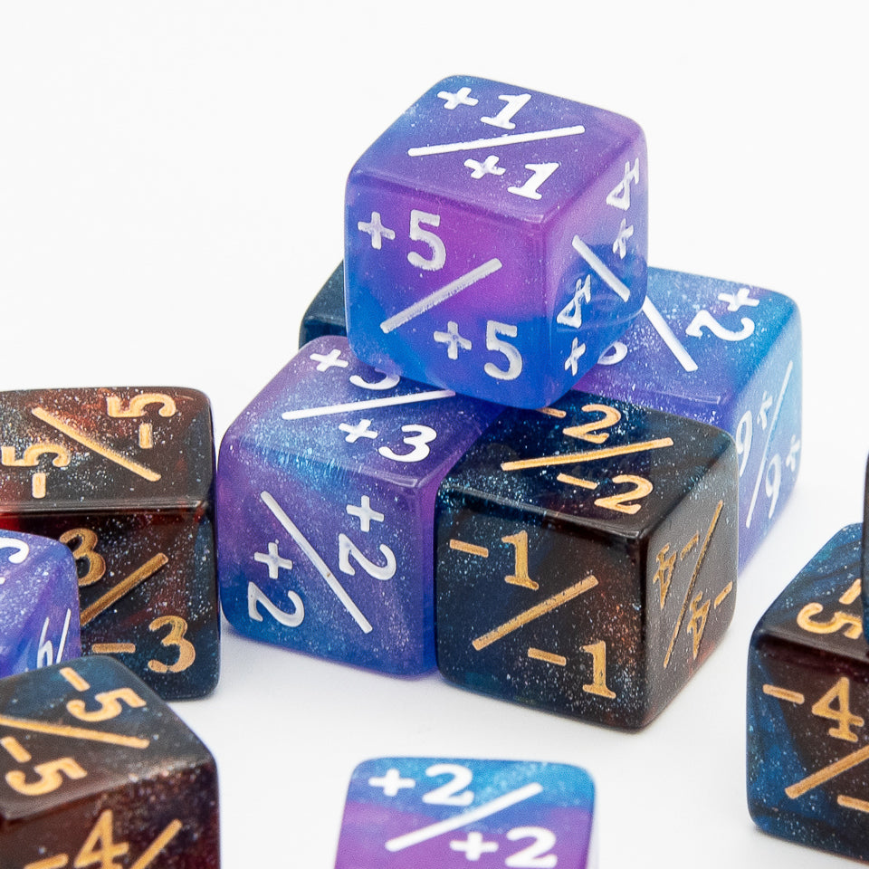16mm D6 Dice Counters | Red & Blue | 12 Pack