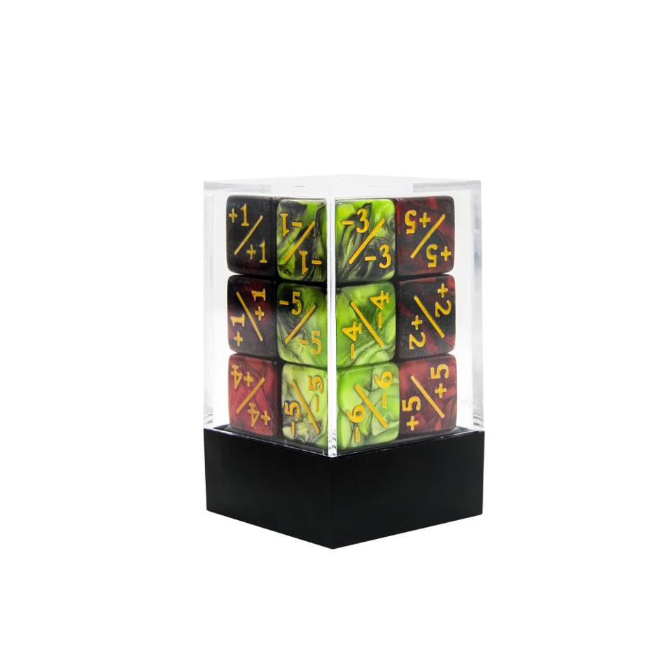 16mm D6 Dice Counters | Red & Green | 12 Pack