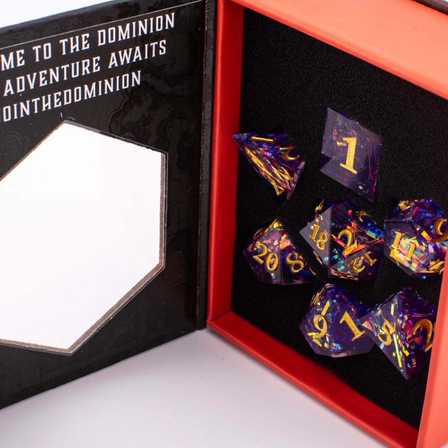 Celestial Amethyst | Sharp Edge Dice | Resin | 7 Piece Set