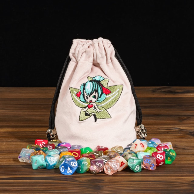 Pixie's Pouch | Flannel Drawstring Dice Bag | Pink