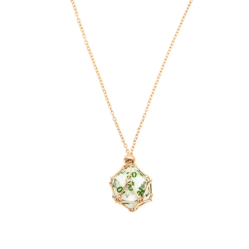 Mystic Amulet | D20 Necklace Cage | Rose Gold
