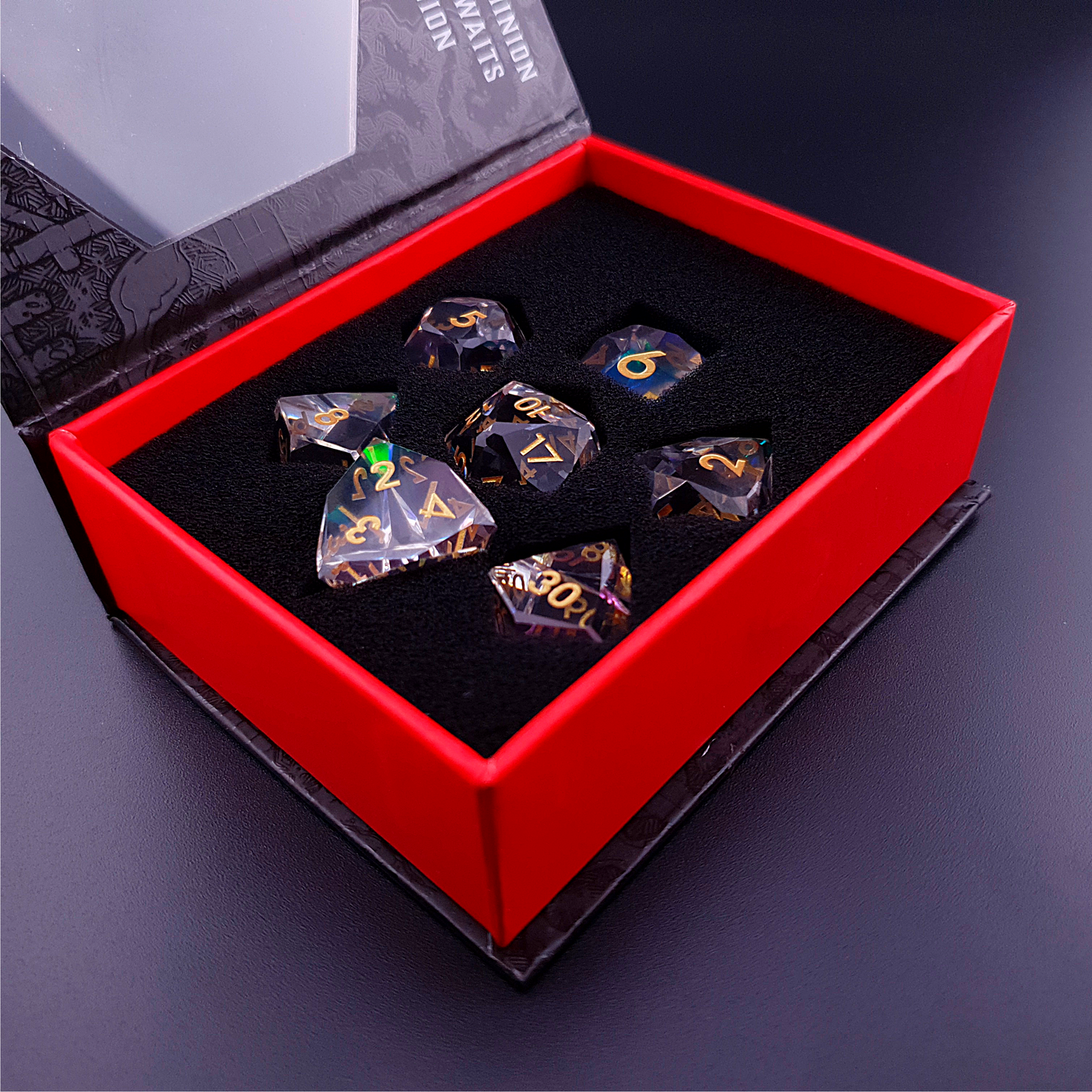 Planar Prism | Diamond Cut Sharp Edge Resin | 7 Piece Dice Set