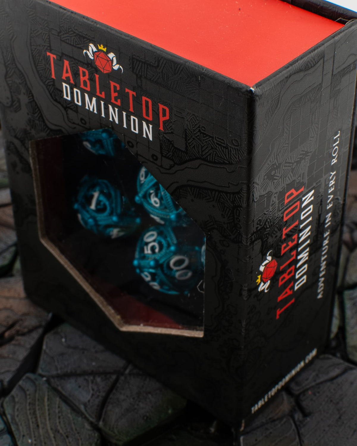 Azure Dragon Orb | Hollow Metal D&D Dice Set | 7 Piece