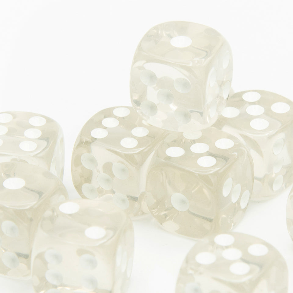 16mm D6 | Transparent Clear | Round Edge | 12 Pack