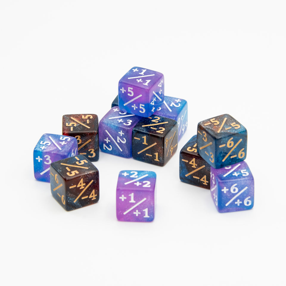 16mm D6 Dice Counters | Red & Blue | 12 Pack