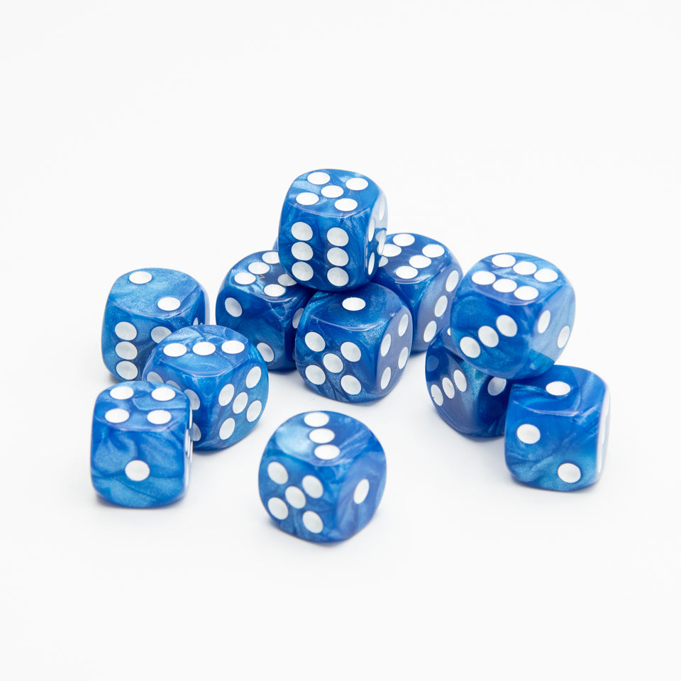 16mm D6 | Pearl Blue | Round Edge | 12 Pack