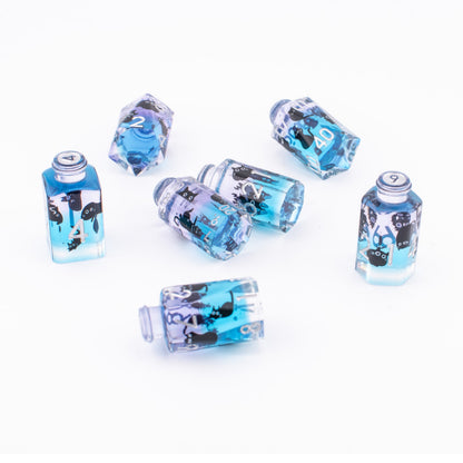 Midnight Meow Potion | Sharp Edge Resin Dice | 7 Piece Set