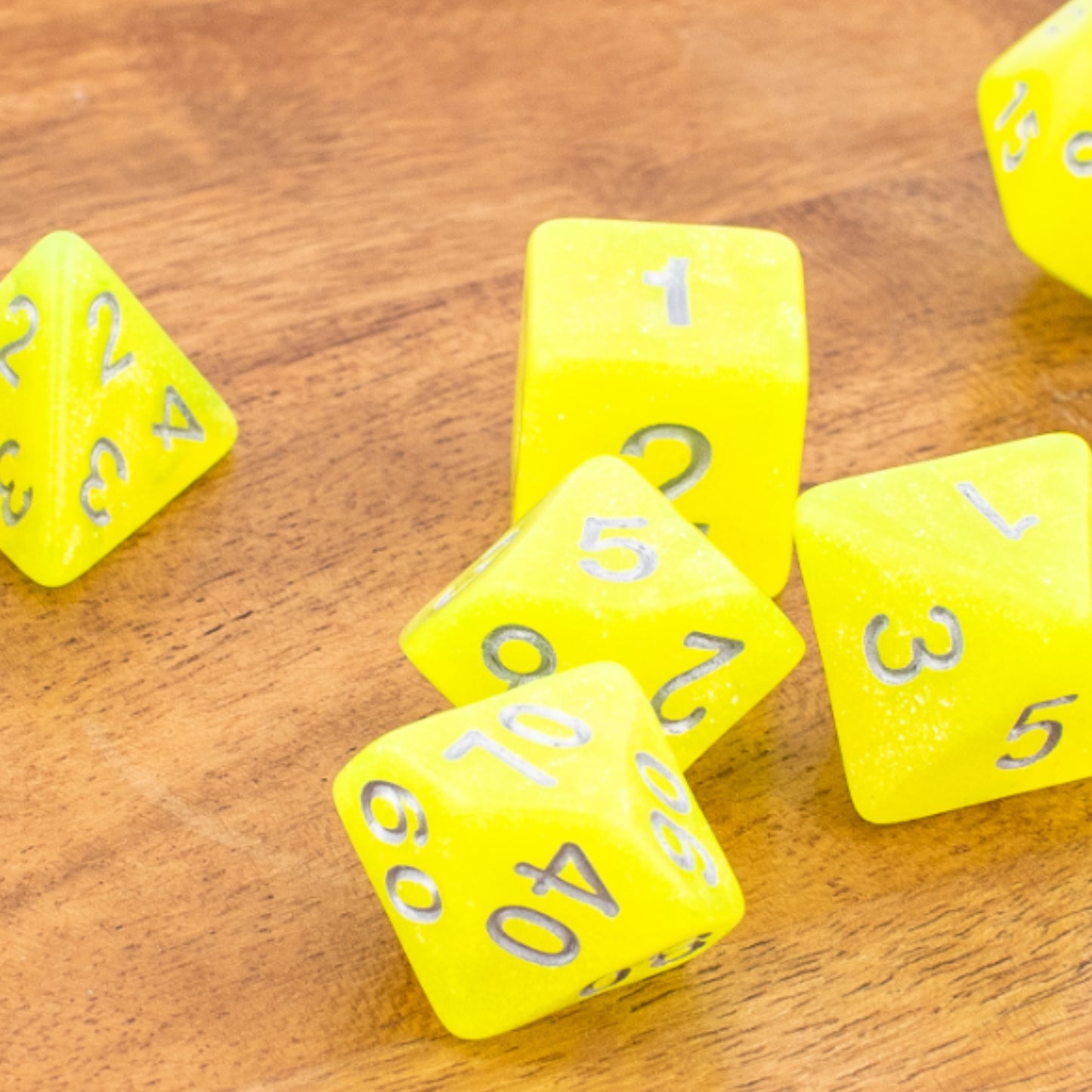 Luminous Citrine | Soft Edge Dice | Acrylic | 7 Piece Set