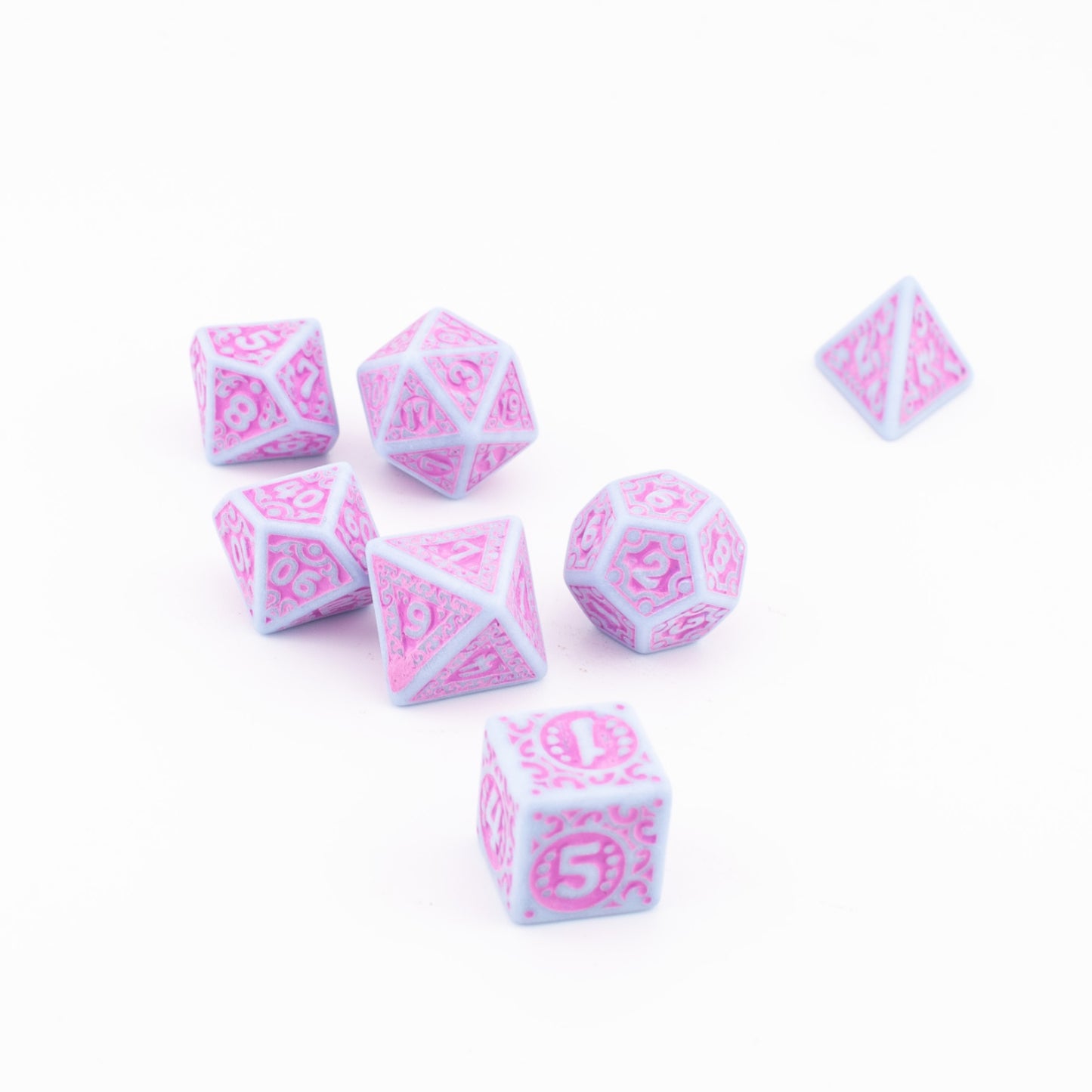 Royal Blossom | Soft Edge Acrylic Dice | 7 Piece Set
