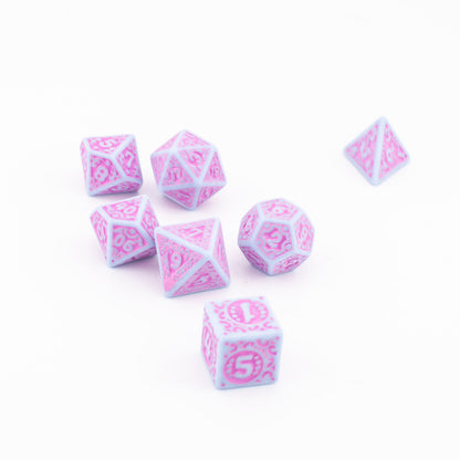 Royal Blossom | Soft Edge Acrylic Dice | 7 Piece Set