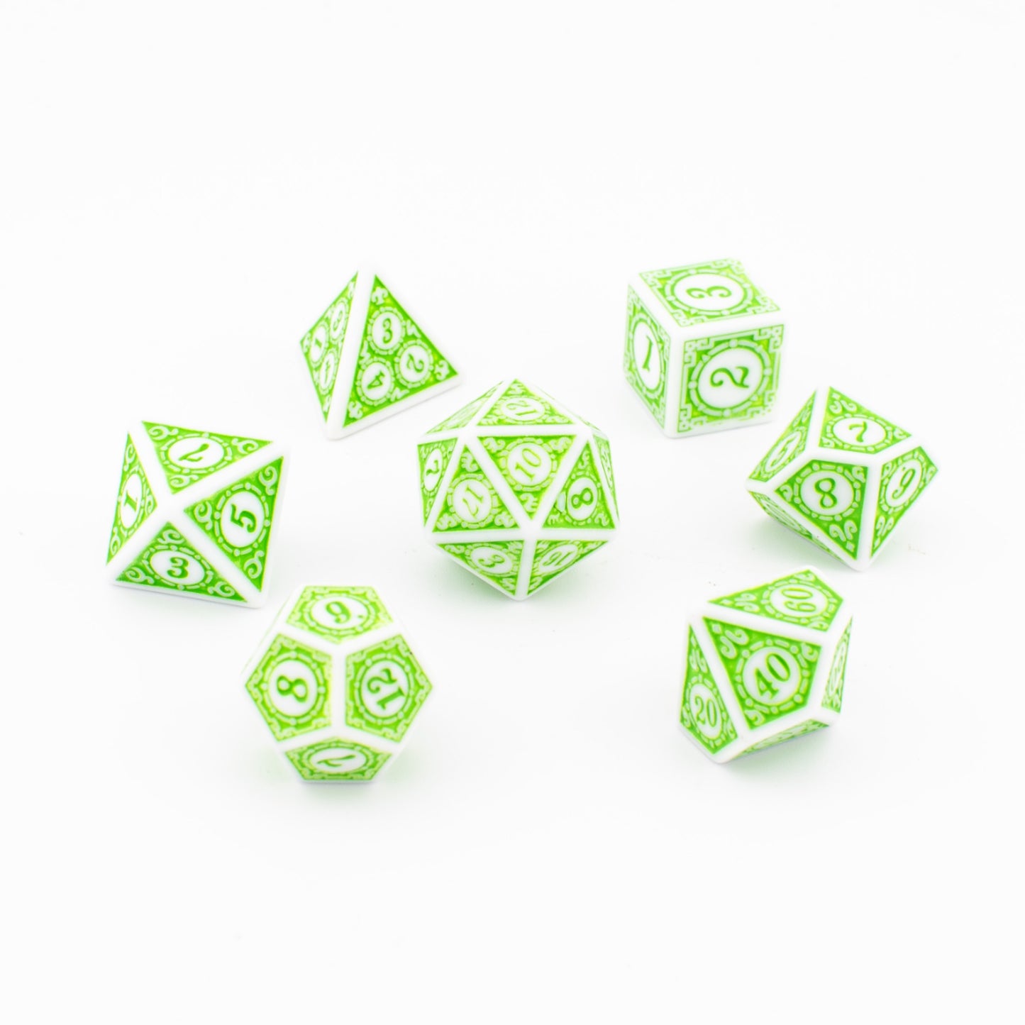Forest Florals | Round Edge Dice | Acrylic | 7 Piece Set