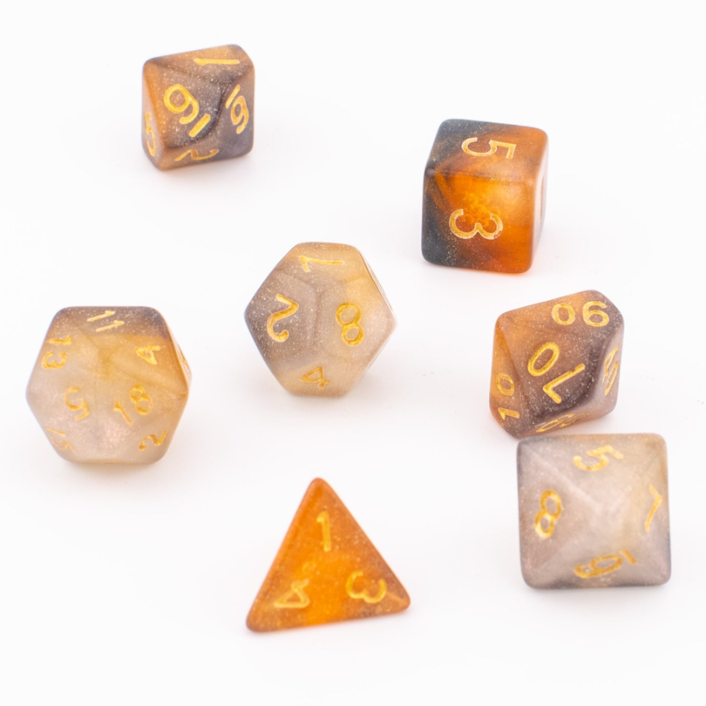 Clear Autumn | Acrylic Dice Set | Soft Edge | 7 Piece Set