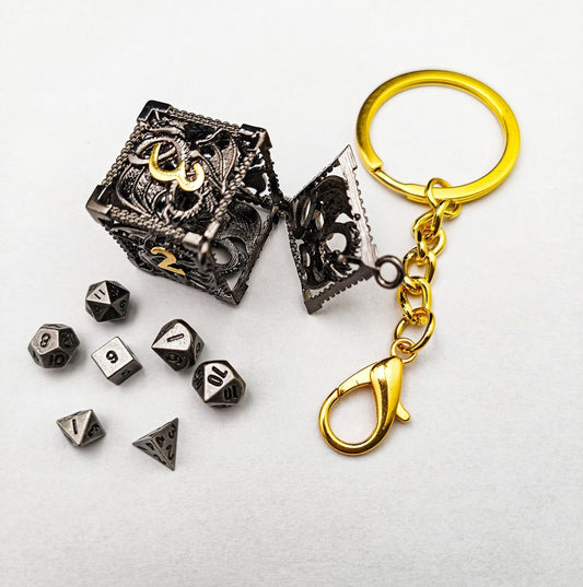 Wyvern's Vault | D6 Keyring w/Mini Dice | Black