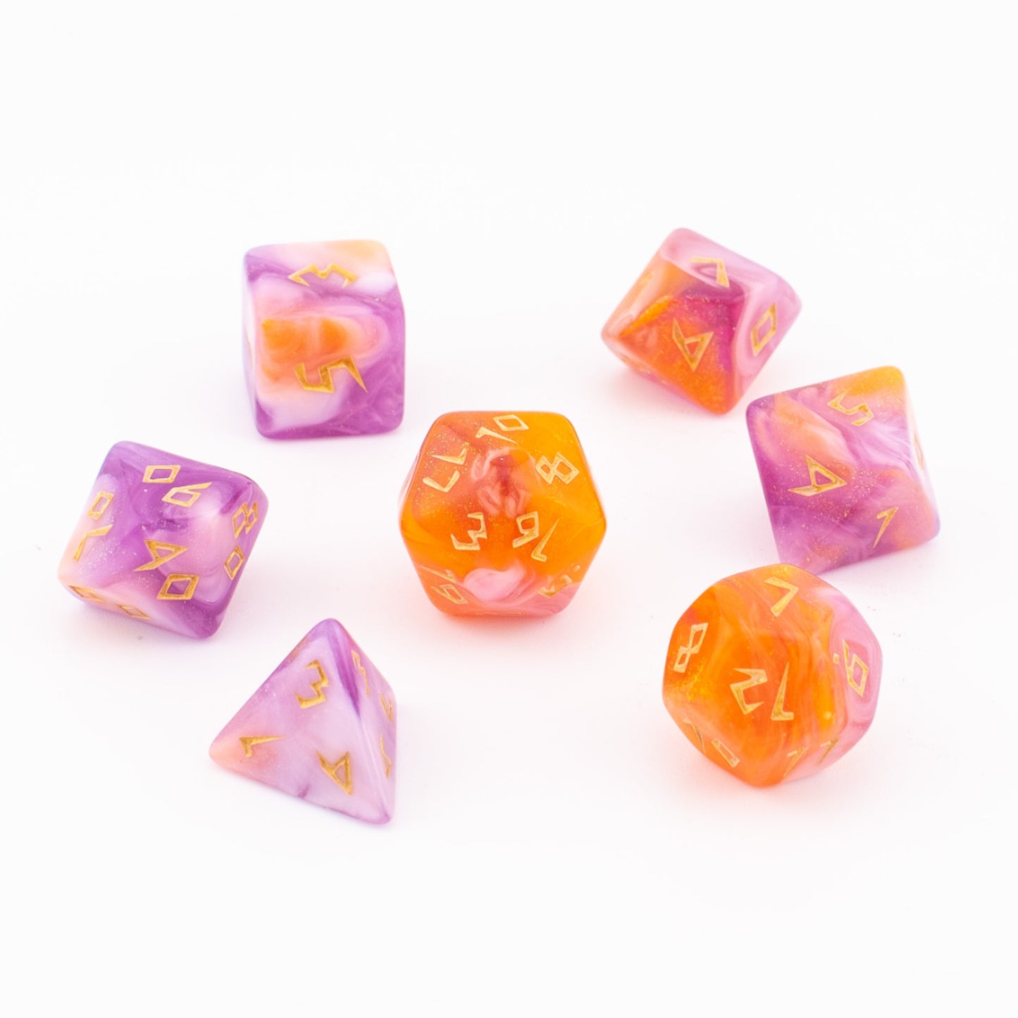 Celestial Sunset | Soft Edge Acrylic Dice | 7 Piece Set