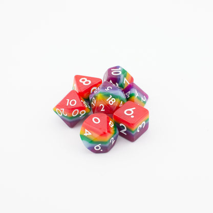 Rainbow Pride | Soft Edge Dice | Acrylic | 7 Piece Set