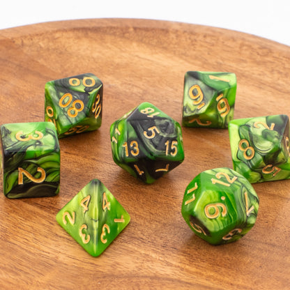 Forest Marble | Soft Edge Dice | Acrylic | 7 Piece Set