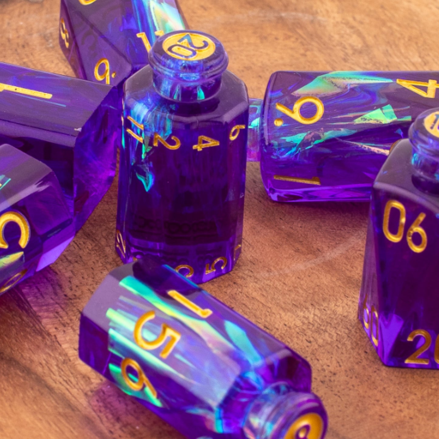 Aether Infusion | Potion Bottle Resin Dice | Sharp Edge Dice | 7 Piece Set