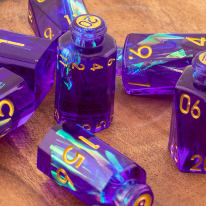Aether Infusion | Potion Bottle Resin Dice | Sharp Edge Dice | 7 Piece Set