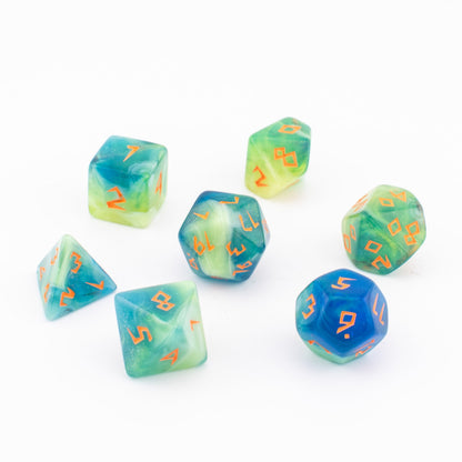 Sunken Lagoon | Soft Edge Acrylic Dice | 7 Piece Set