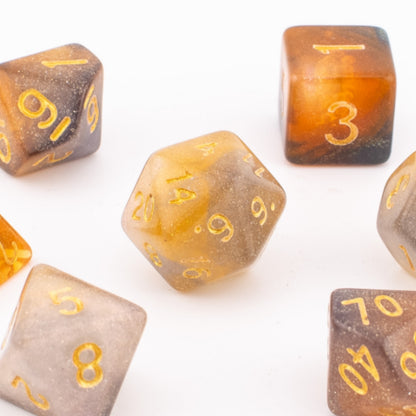 Clear Autumn | Acrylic Dice Set | Soft Edge | 7 Piece Set