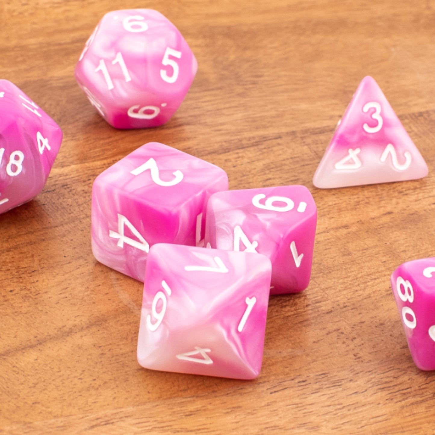 Rose Swirl | Soft Edge Dice | Acrylic | 7 Piece Set