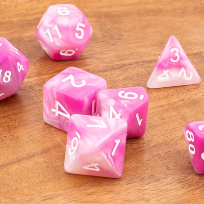 Rose Swirl | Soft Edge Dice | Acrylic | 7 Piece Set