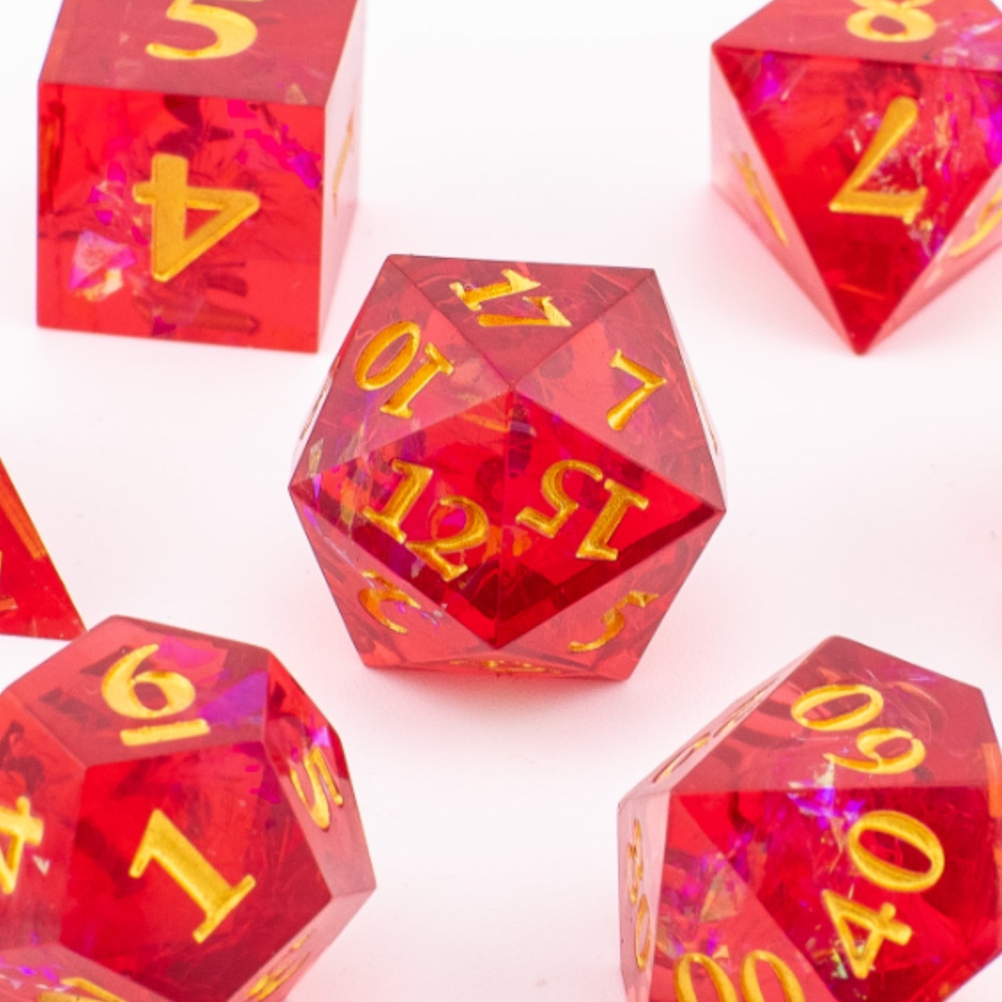 Dragon Heart | Sharp Edge Resin Dice | 7 Piece Set