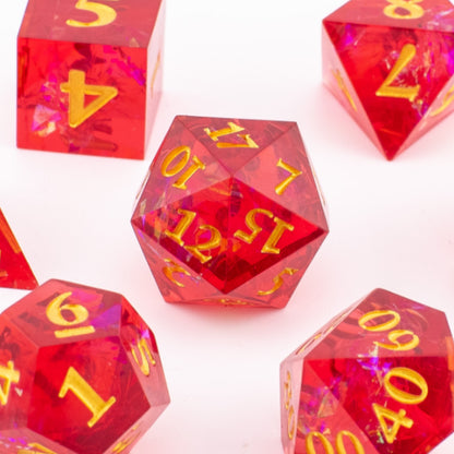 Dragon Heart | Sharp Edge Resin Dice | 7 Piece Set