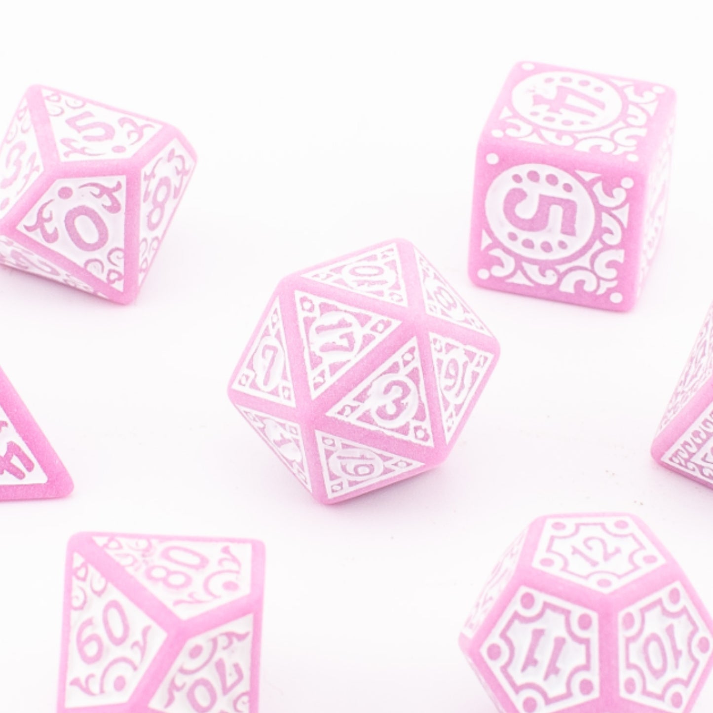Blossom Petal | Acrylic Dice Set | Round Edge | 7 Piece Set
