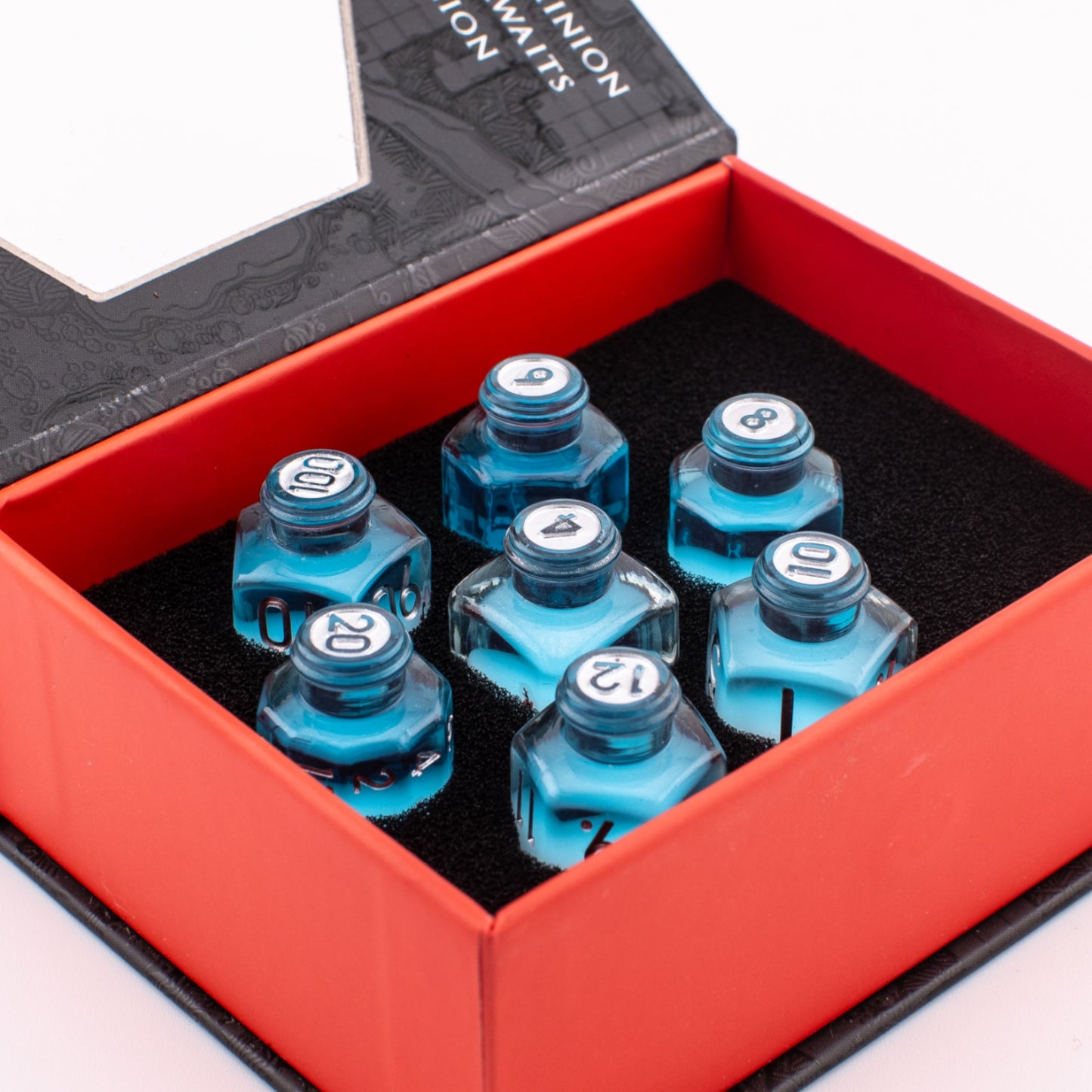 Alchemical Blossom | Resin Potion Bottle Dice | 7 Piece Set