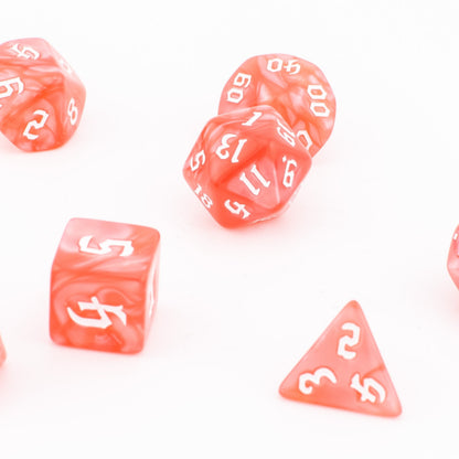 Scarlet Veil | Soft Edge Dice | Acrylic | 7 Piece Set