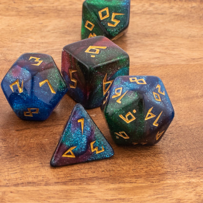 Nebula Wanderer | Galaxy Themed Acrylic Dice | Soft Edge | 7 Piece Set
