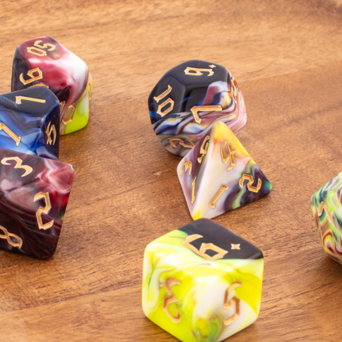 Fungal Spore Bloom | Soft Edge Dice | Acrylic | 7 Piece Set