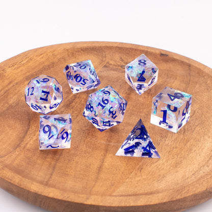 Crystal Current | Sharp Edge Dice | Resin | 7 Piece Set