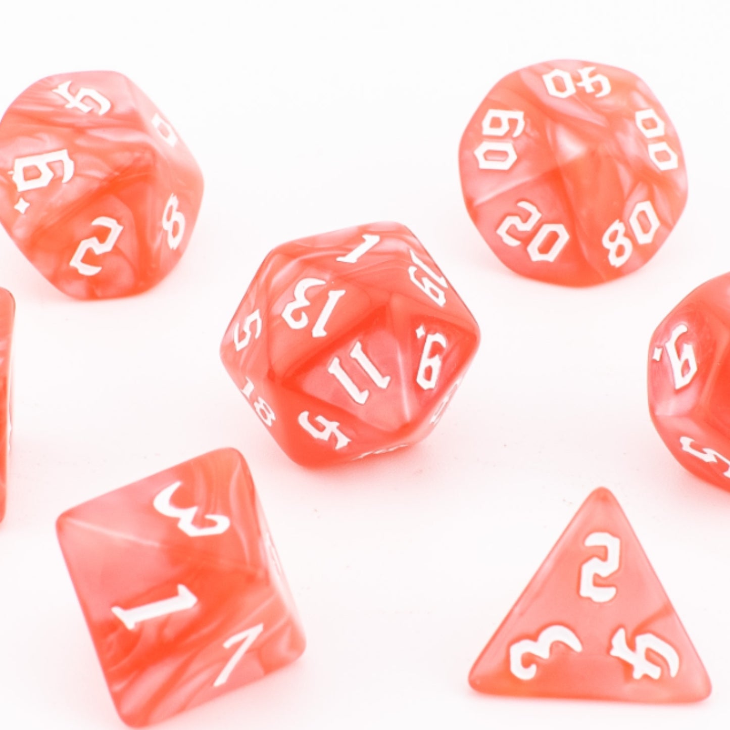 Scarlet Veil | Soft Edge Dice | Acrylic | 7 Piece Set