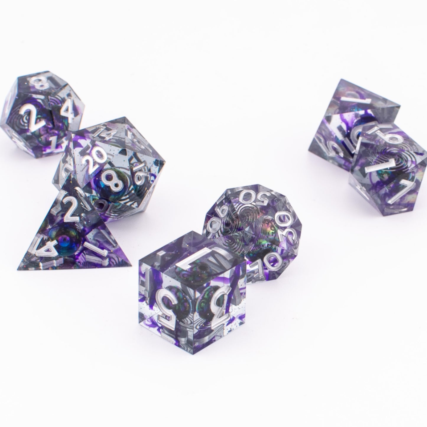 Celestial Orbit | Sharp Edge Dice | Resin | 7 Piece Set