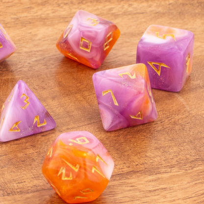 Celestial Sunset | Soft Edge Acrylic Dice | 7 Piece Set
