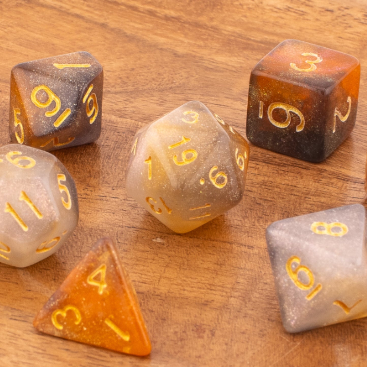 Clear Autumn | Acrylic Dice Set | Soft Edge | 7 Piece Set