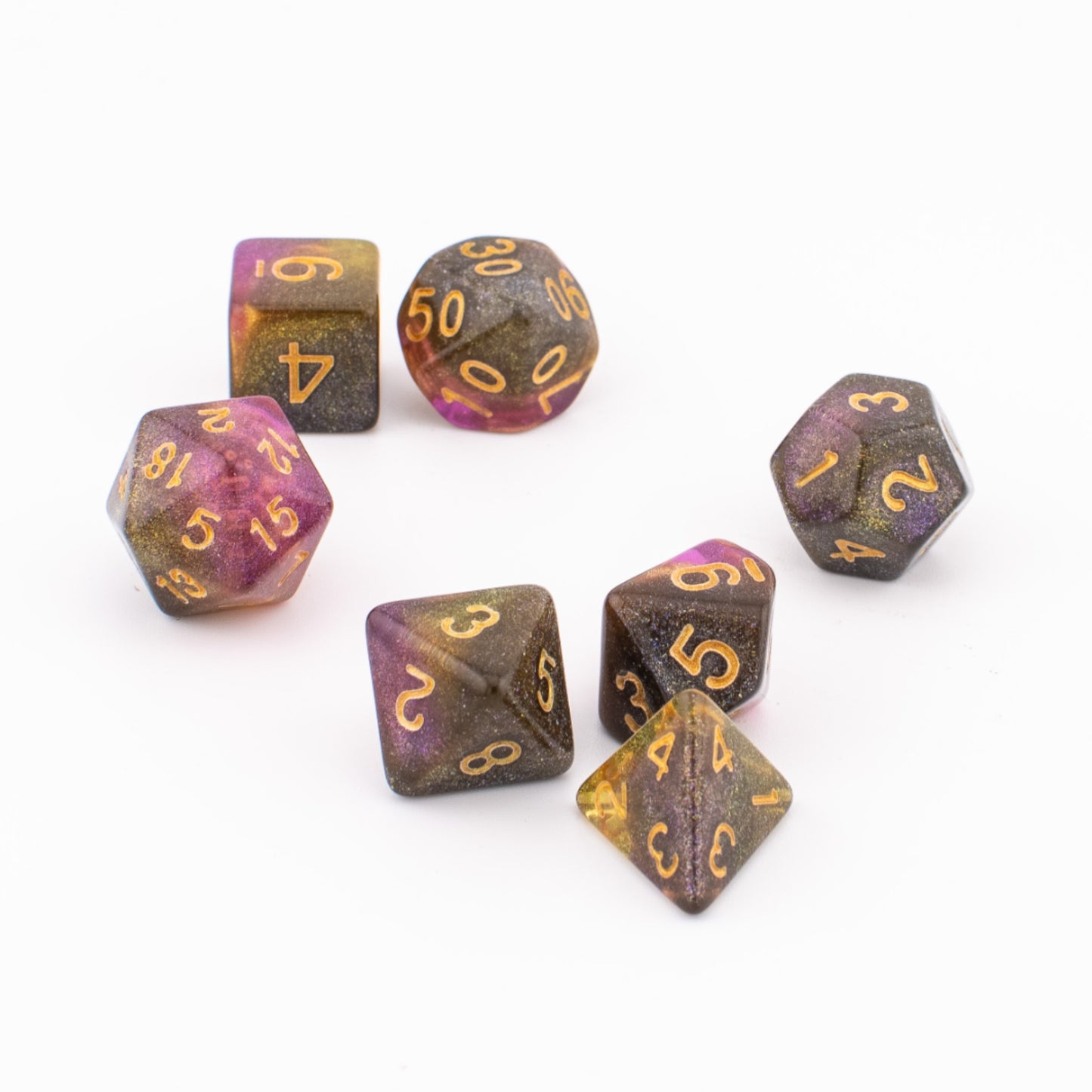 Stellar Mystic | Galaxy Pattern Dice | Soft Edge | 7 Piece