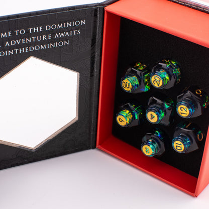 Sorcerer's Elixir | Potion Bottle Resin Dice | Sharp Edge | 7 Piece Set