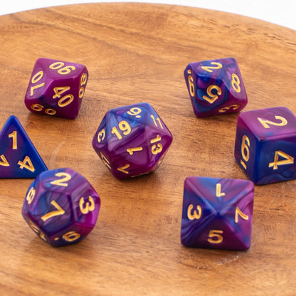 Galactic Starlight | Soft Edge Dice | Acrylic | 7 Piece Set