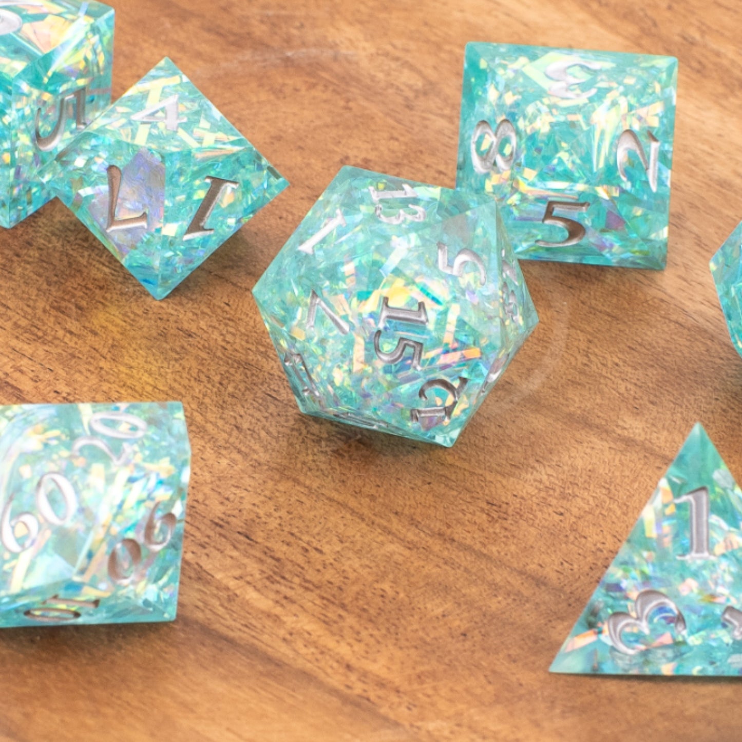 Azure Starlight | Sharp Edge Dice | Resin | 7 Piece Set