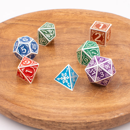 Prismatic Elemental | Solid Metal Dice Set | Zinc Alloy | 7 Piece Set