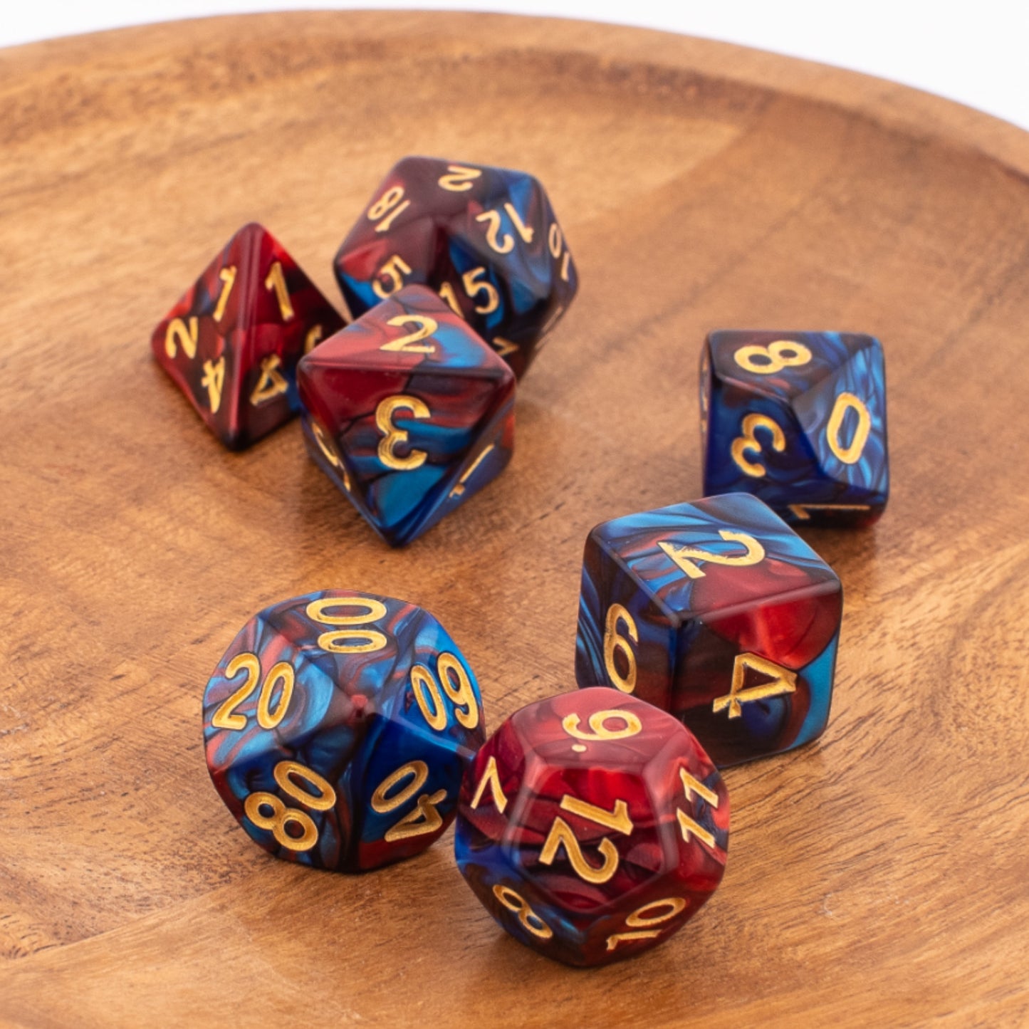 Crimson Cobalt | Soft Edge Dice | Acrylic | 7 Piece Set