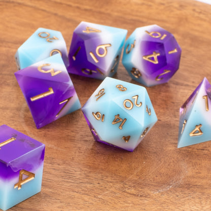 Mystic Pride | Sharp Edge Resin Dice | 7 Piece Set