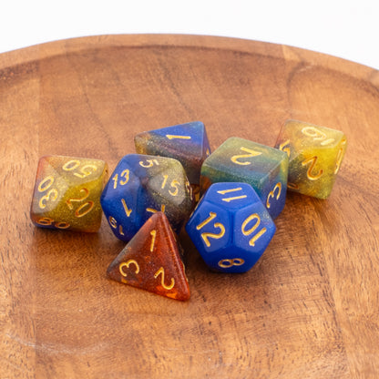 Starlight Cascade | Soft Edge Acrylic Dice Set | 7 Piece Set