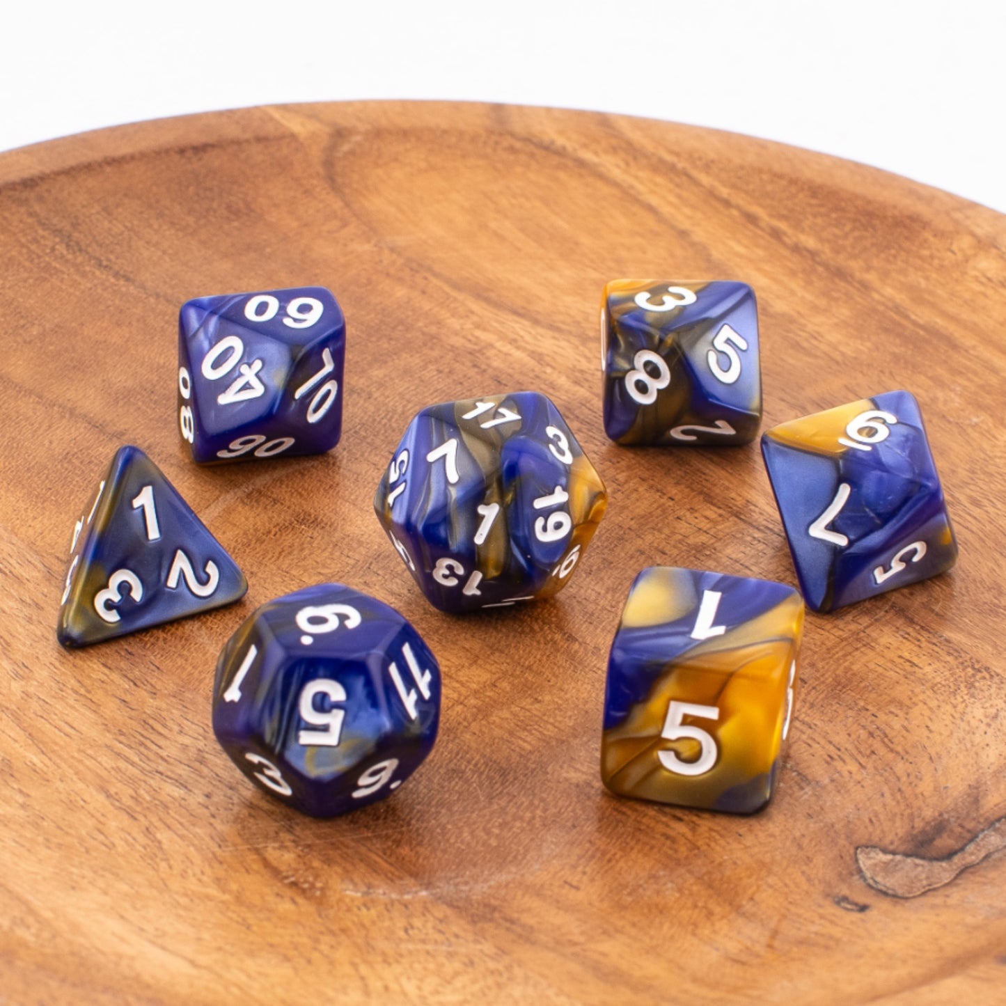 Sunlit Azure | Soft Edge Dice | Acrylic | 7 Piece Set