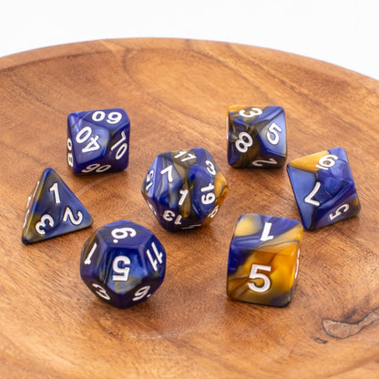 Sunlit Azure | Soft Edge Dice | Acrylic | 7 Piece Set