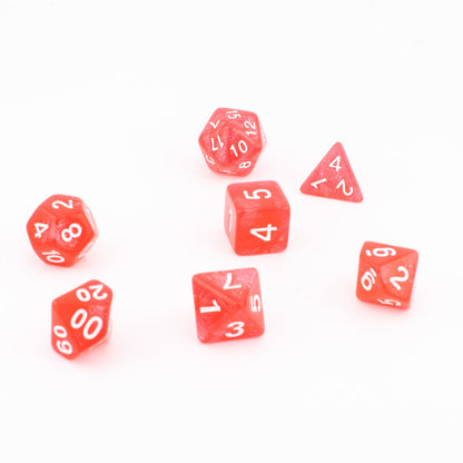 Crimson Stardust | Soft Edge Dice | Acrylic | 7 Piece Set