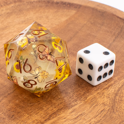 Golden Meadow | Liquid Core Oversized D20 | Resin | Single Die